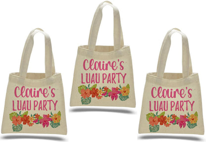 Personalized Luau Party Favor Bags - Set of Three Bags