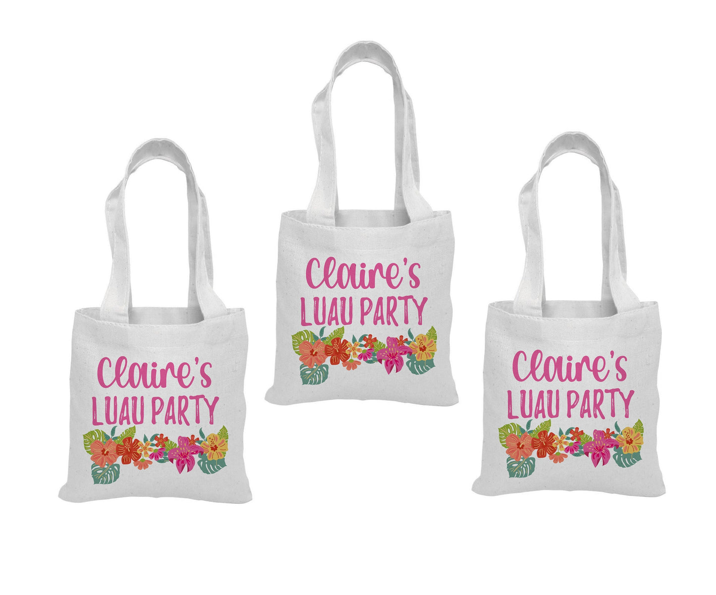 Personalized Luau Party Favor Bags - Set of Three Bags