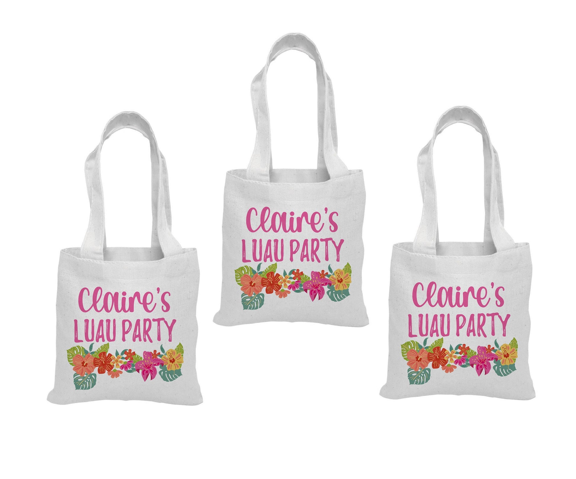 Personalized Luau Party Favor Bags - Set of Three Bags