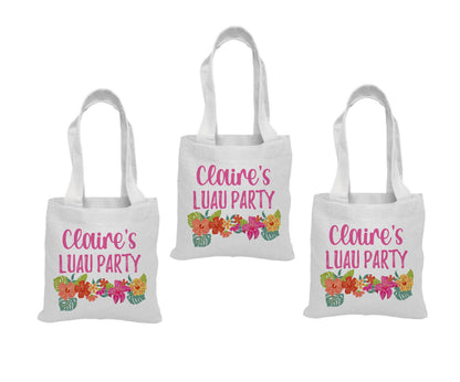 Personalized Luau Party Favor Bags - Set of Three Bags
