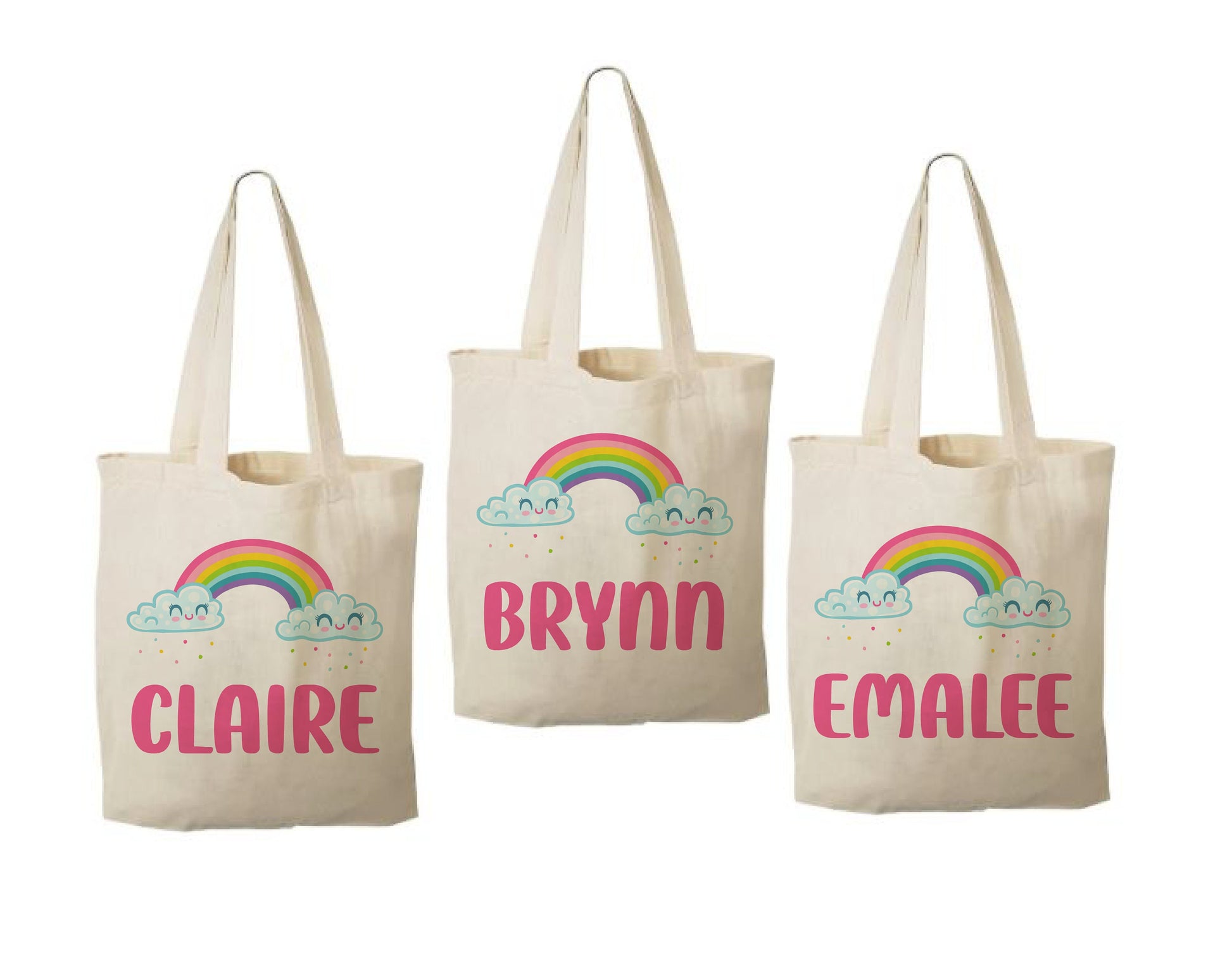 Custom Rainbow Party Favor Bags - Perfect for Rainbow Themed Parties and Events! - Personalized with Party Guest Names and Adorable Rainbows