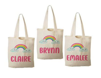 Custom Rainbow Party Favor Bags - Perfect for Rainbow Themed Parties and Events! - Personalized with Party Guest Names and Adorable Rainbows