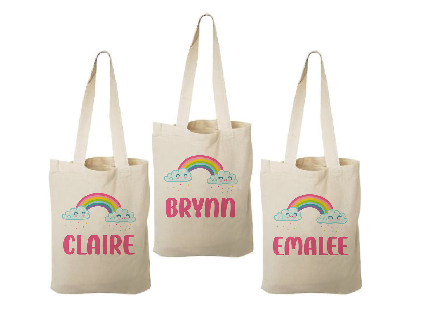 Custom Rainbow Party Favor Bags - Perfect for Rainbow Themed Parties and Events! - Personalized with Party Guest Names and Adorable Rainbows