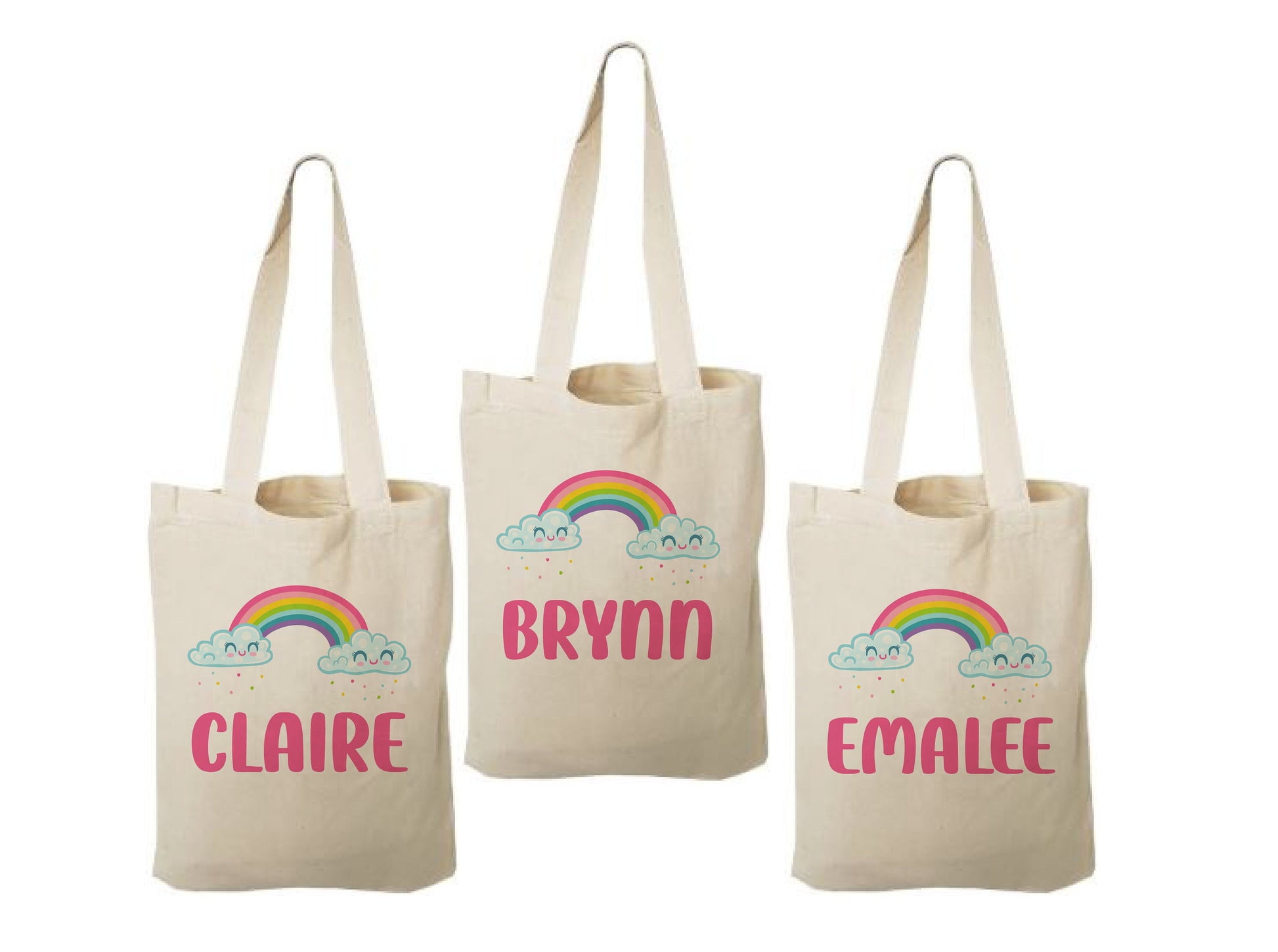 Custom Rainbow Party Favor Bags - Perfect for Rainbow Themed Parties and Events! - Personalized with Party Guest Names and Adorable Rainbows