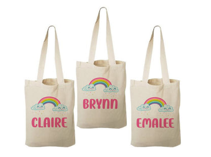 Custom Rainbow Party Favor Bags - Perfect for Rainbow Themed Parties and Events! - Personalized with Party Guest Names and Adorable Rainbows