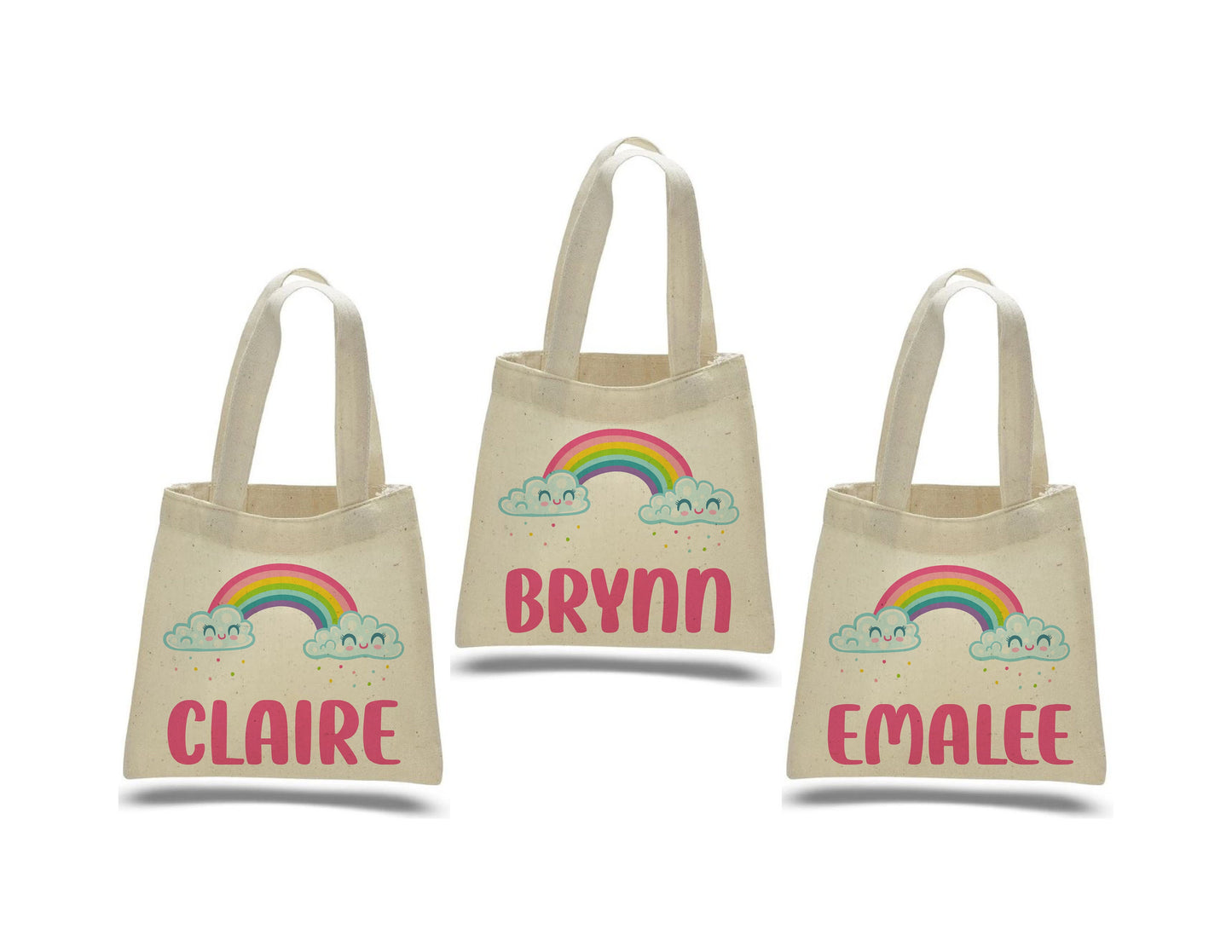 Custom Rainbow Party Favor Bags - Perfect for Rainbow Themed Parties and Events! - Personalized with Party Guest Names and Adorable Rainbows