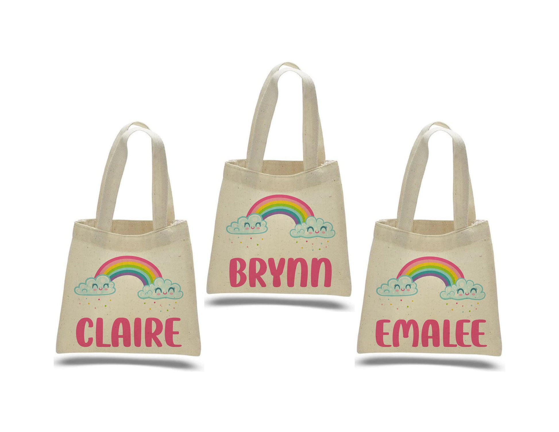 Custom Rainbow Party Favor Bags - Perfect for Rainbow Themed Parties and Events! - Personalized with Party Guest Names and Adorable Rainbows