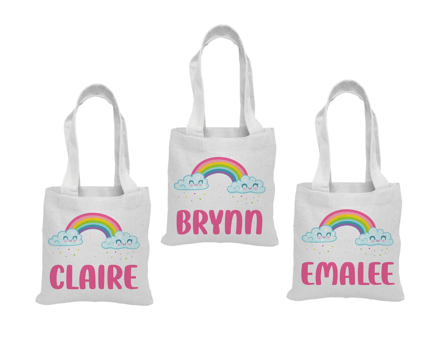Custom Rainbow Party Favor Bags - Perfect for Rainbow Themed Parties and Events! - Personalized with Party Guest Names and Adorable Rainbows