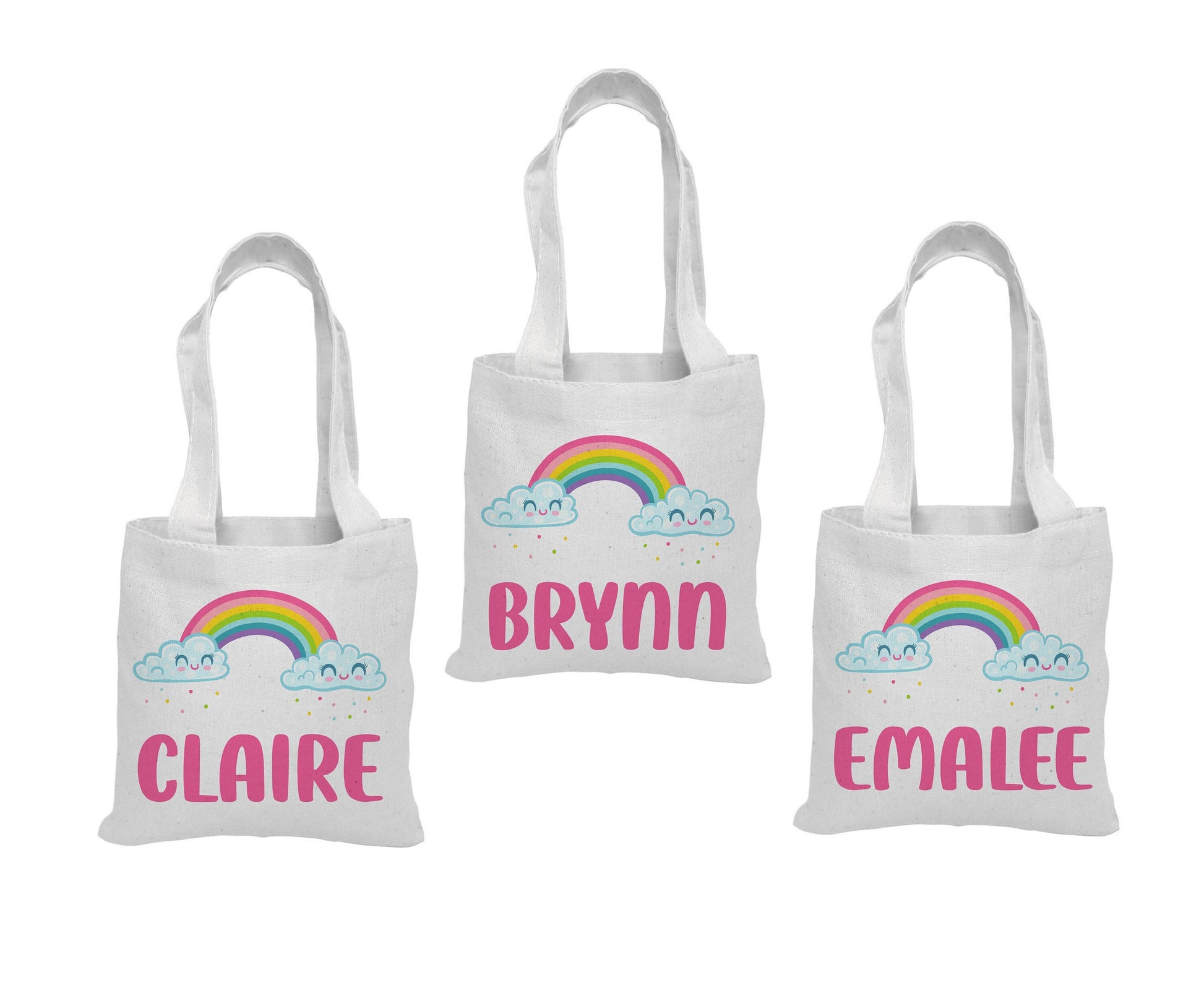 Custom Rainbow Party Favor Bags - Perfect for Rainbow Themed Parties and Events! - Personalized with Party Guest Names and Adorable Rainbows