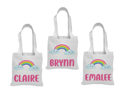 Custom Rainbow Party Favor Bags - Perfect for Rainbow Themed Parties and Events! - Personalized with Party Guest Names and Adorable Rainbows