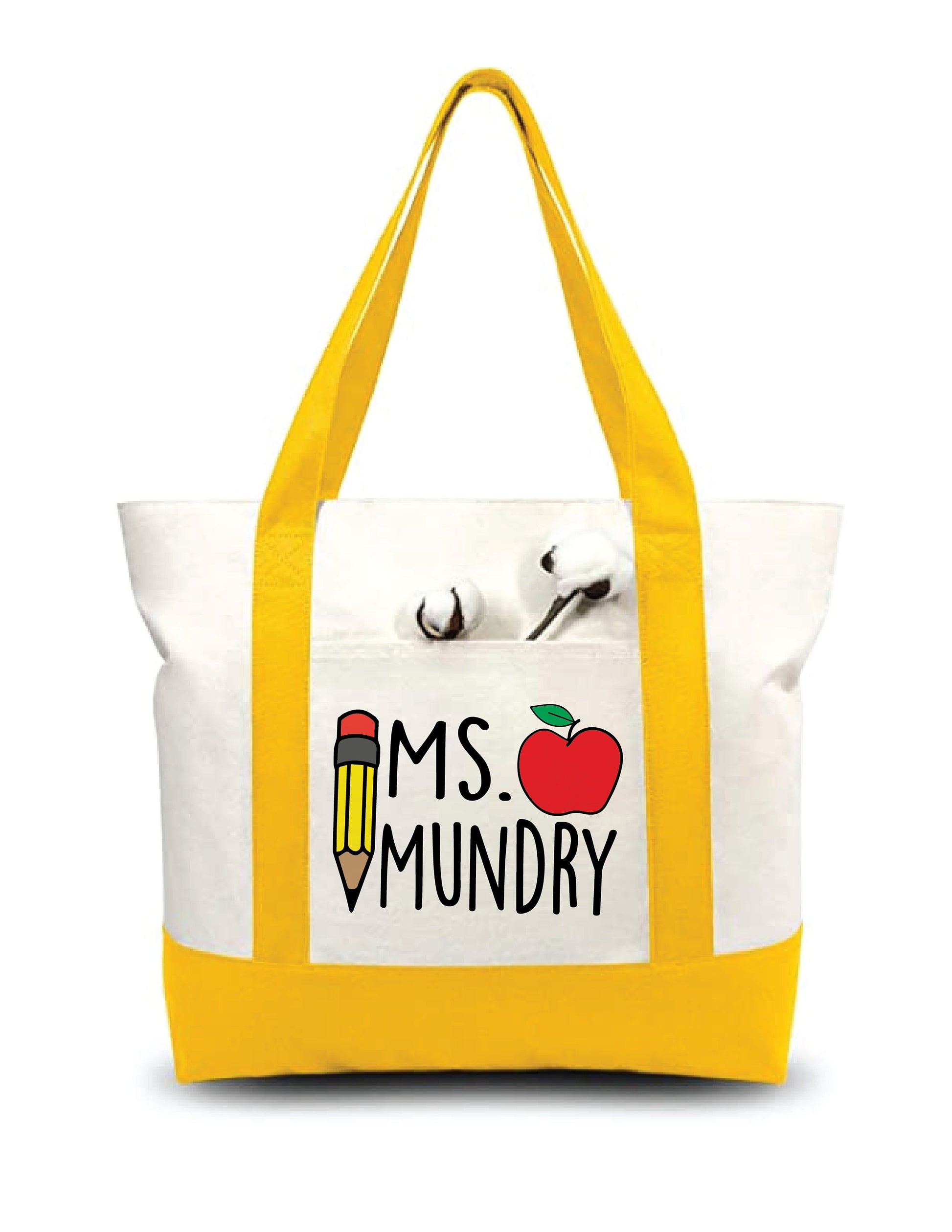 Personalized Teacher Tote Bag with Teacher’s Name - Variety of Colors - Teachers Gift