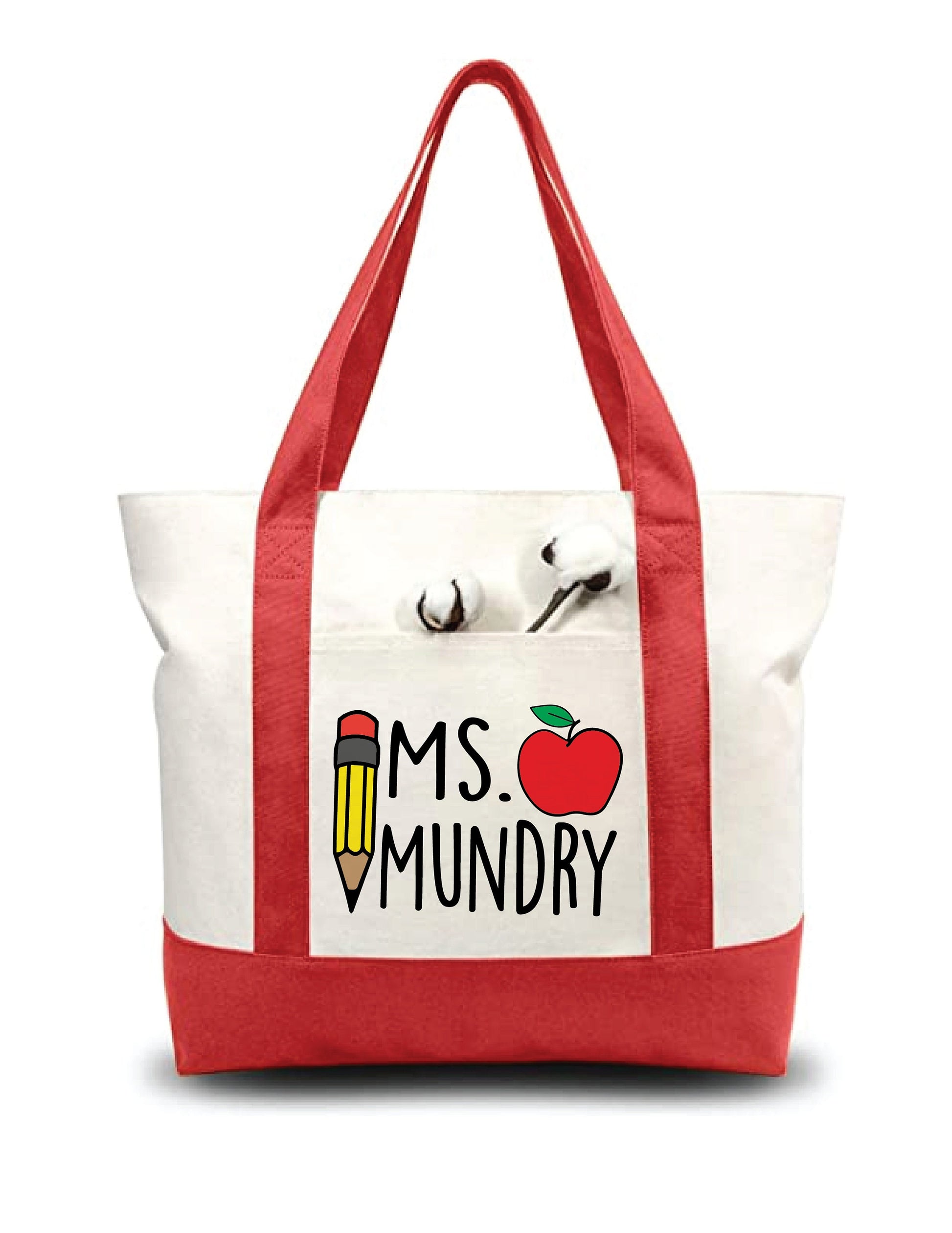 Personalized Teacher Tote Bag with Teacher’s Name - Variety of Colors - Teachers Gift