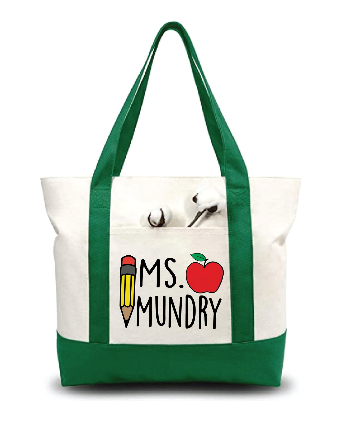 Personalized Teacher Tote Bag with Teacher’s Name - Variety of Colors - Teachers Gift