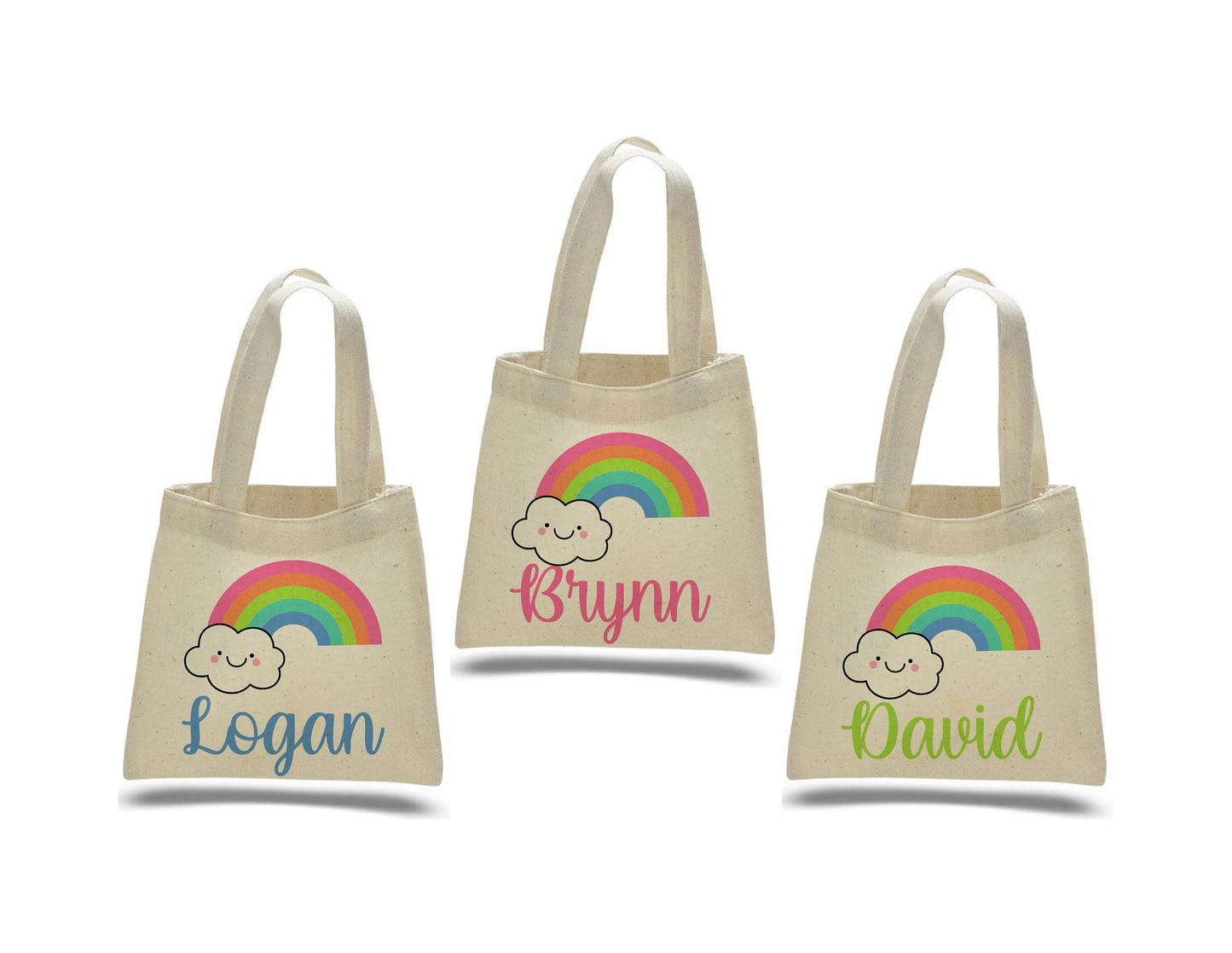 Personalized Rainbow Party Favor Bag – Custom Name Canvas Tote
