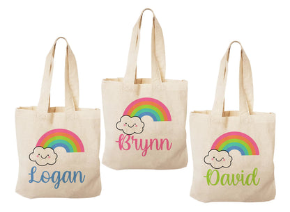 Personalized Rainbow Party Favor Bag – Custom Name Canvas Tote