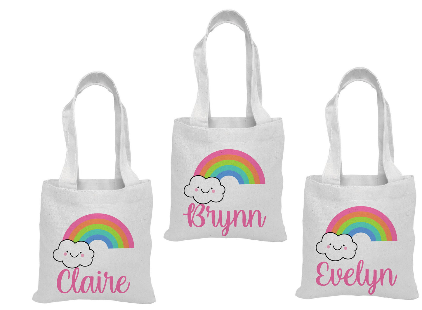 Personalized Rainbow Party Favor Bag – Custom Name Canvas Tote