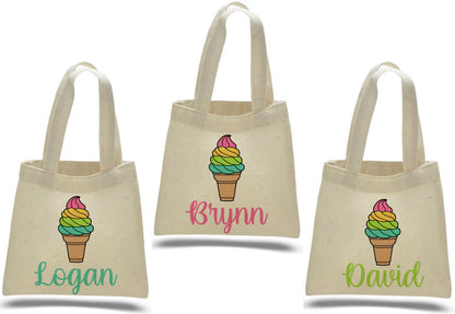 Personalized Ice Cream Party Favor Bags - Set of Three Bags