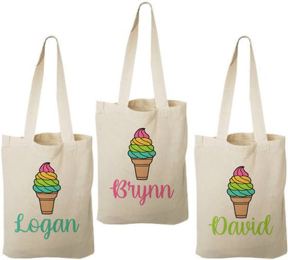 Personalized Ice Cream Party Favor Bags - Set of Three Bags