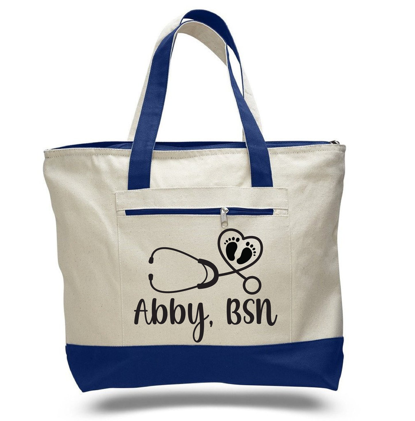 Personalized Labor and Delivery Nurse Canvas Tote Bag