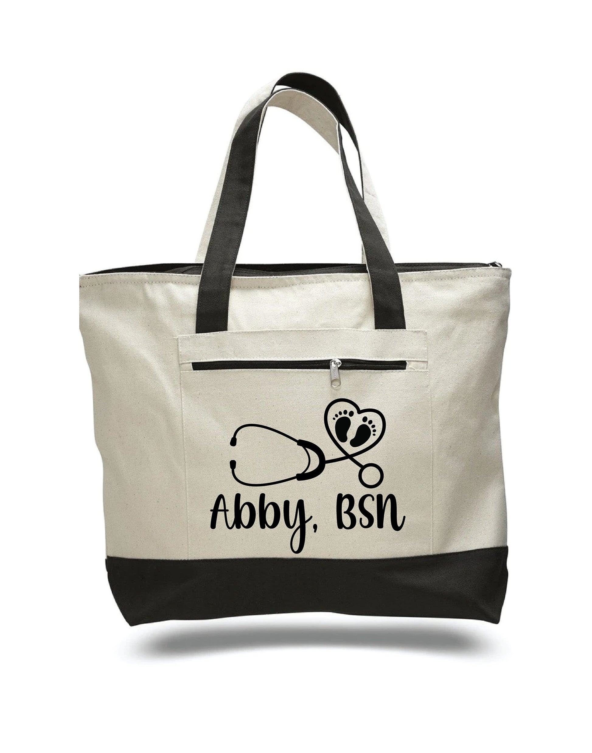 Personalized Labor and Delivery Nurse Canvas Tote Bag