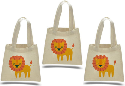 3 Lion Cotton Treat Bags, Safari Jungle Party Favors
