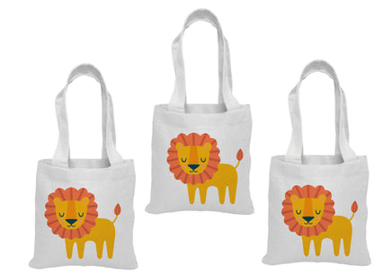 3 Lion Cotton Treat Bags, Safari Jungle Party Favors
