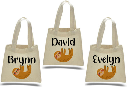 Personalized Sloth Party Favor Bags - Set of Three Bags