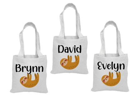 Personalized Sloth Party Favor Bags - Set of Three Bags