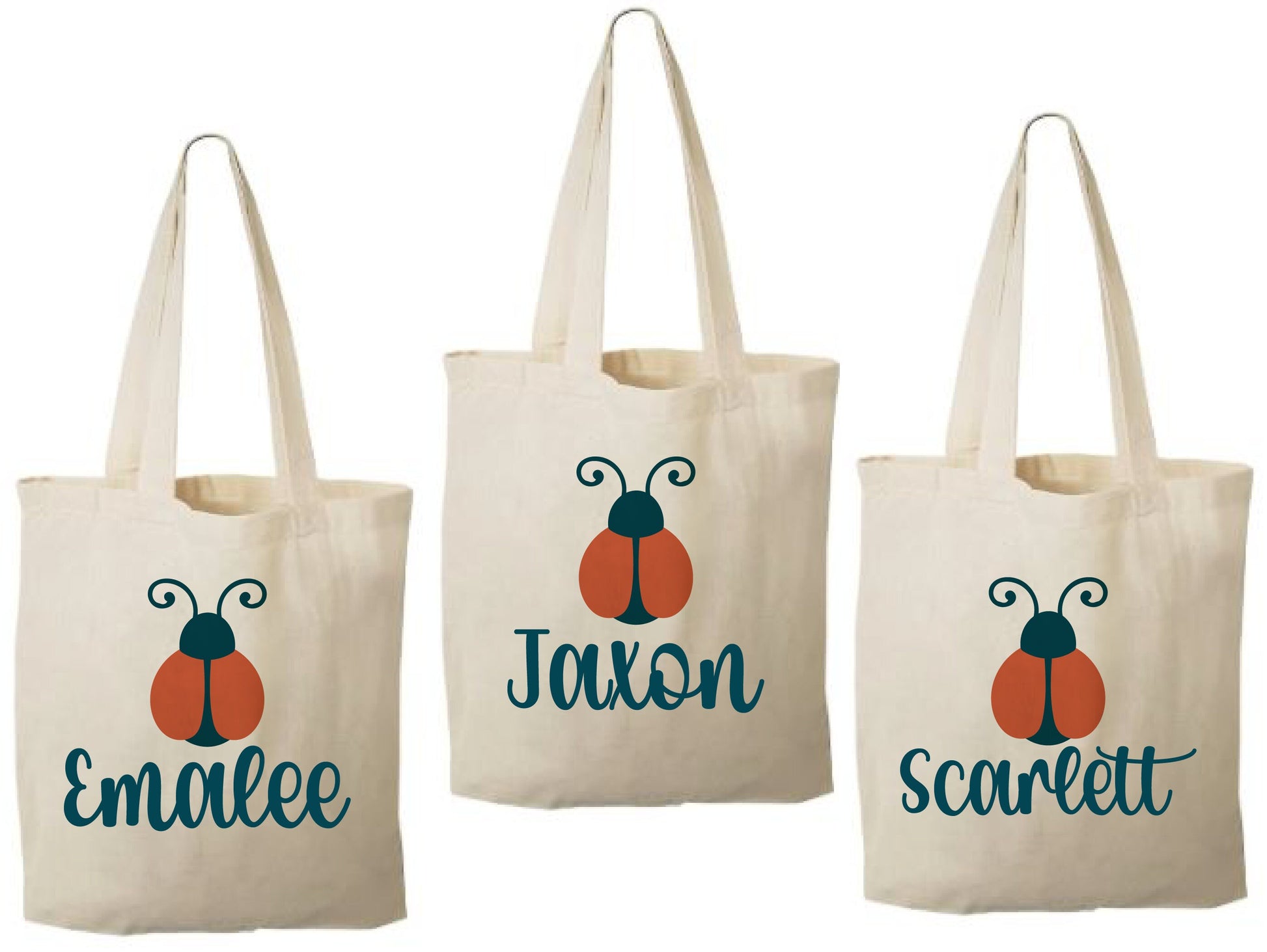 Personalized Ladybug Party Favor Bags - Set of Three Bags