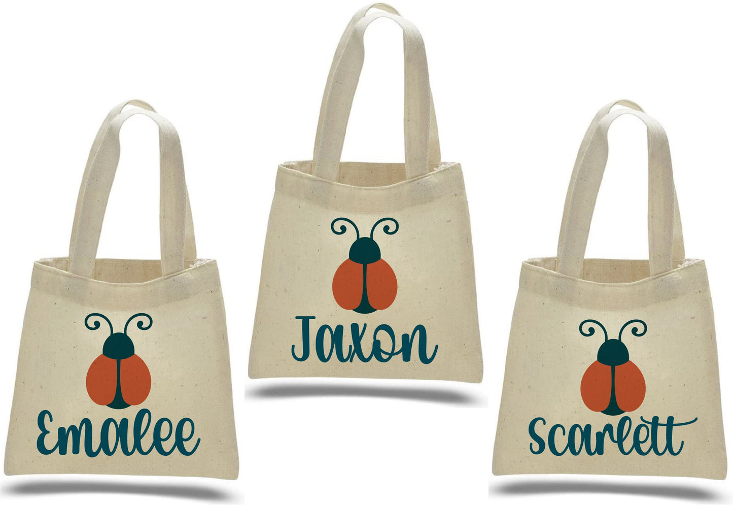 Personalized Ladybug Party Favor Bags - Set of Three Bags