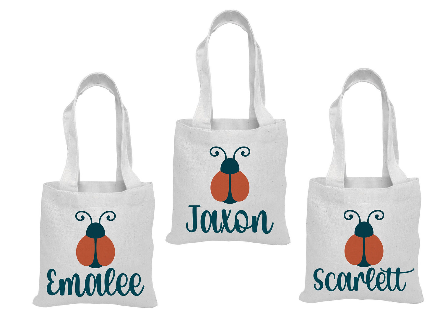 Personalized Ladybug Party Favor Bags - Set of Three Bags