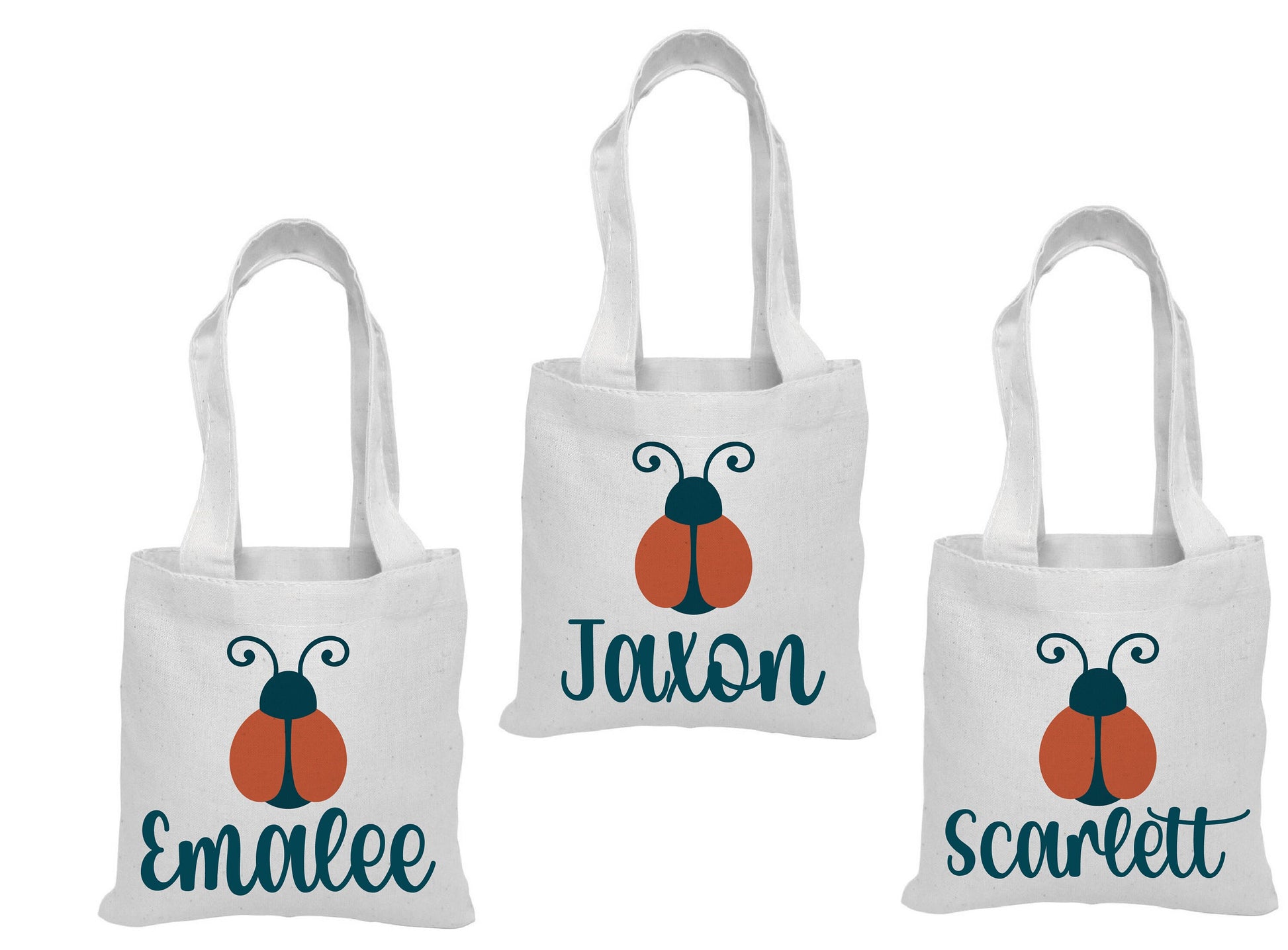 Personalized Ladybug Party Favor Bags - Set of Three Bags