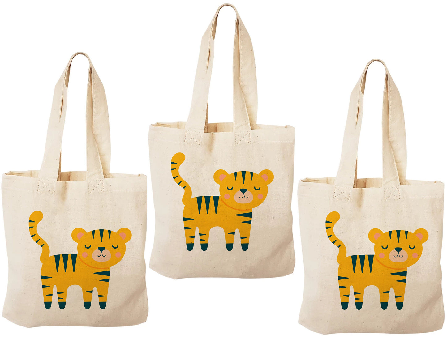 Tiger Party Favor Bags - Perfect for Tiger or Safari Themed Parties & Events - Set of Three Bags