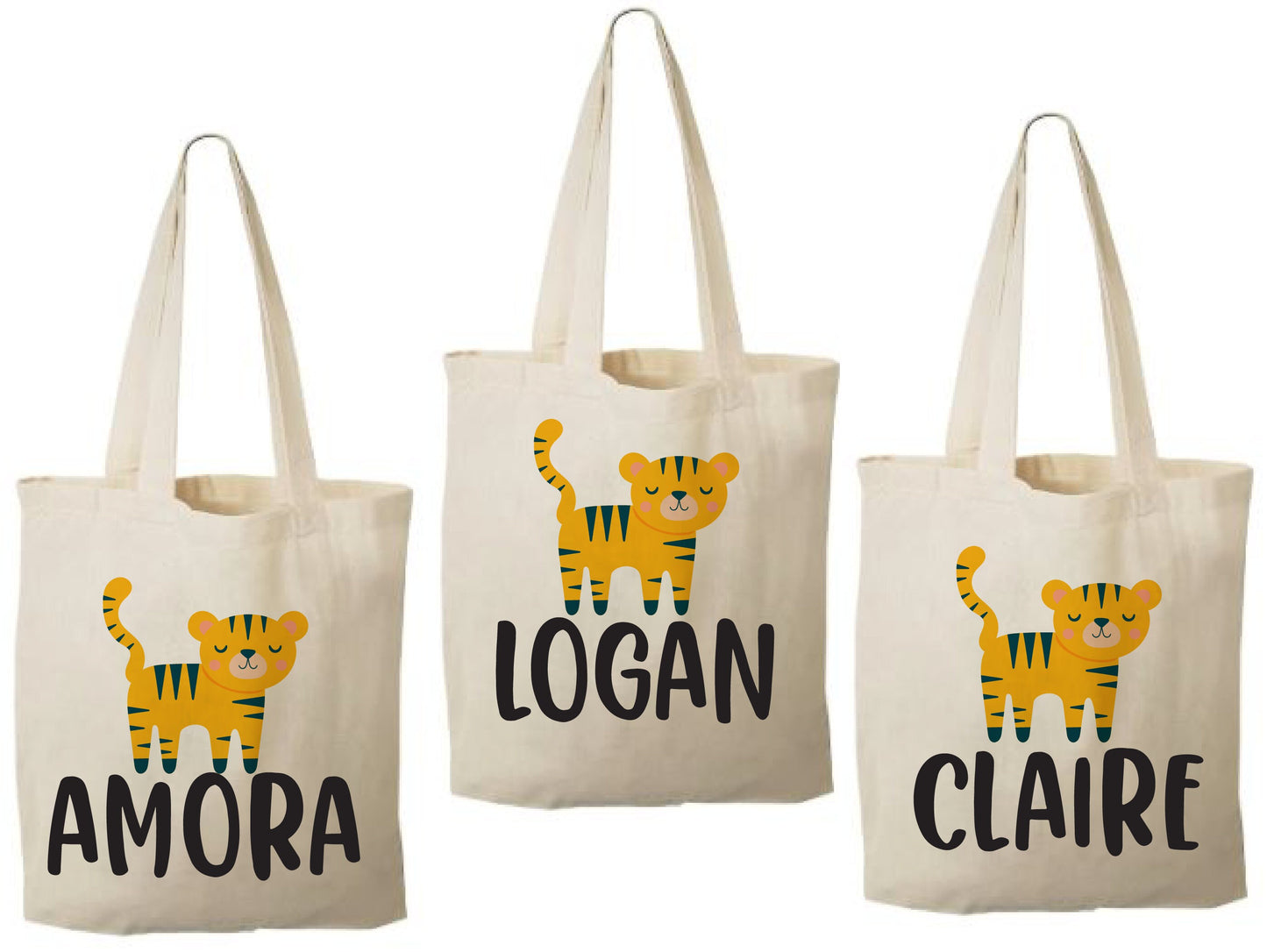 Personalized Tiger Party Favor Bag - Safari Jungle Treat Bags - Set of Three Bags