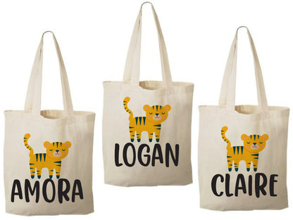 Personalized Tiger Party Favor Bag - Safari Jungle Treat Bags - Set of Three Bags