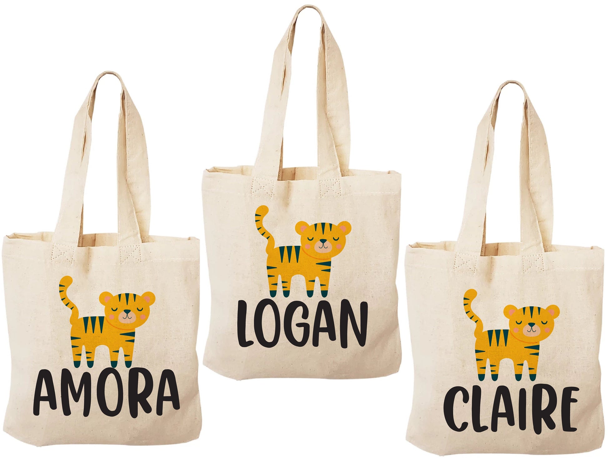 Personalized Tiger Party Favor Bag - Safari Jungle Treat Bags - Set of Three Bags