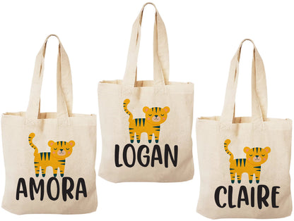 Personalized Tiger Party Favor Bag - Safari Jungle Treat Bags - Set of Three Bags