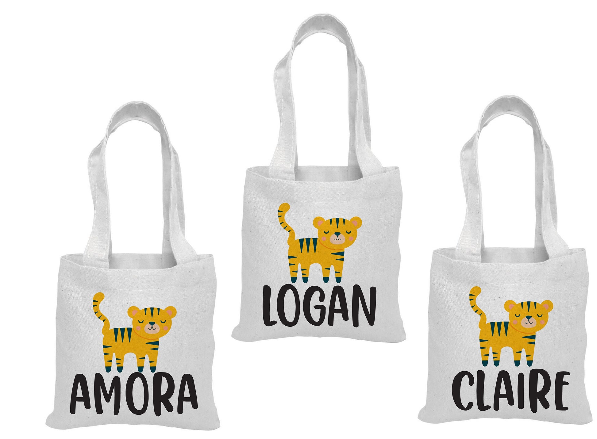 Personalized Tiger Party Favor Bag - Safari Jungle Treat Bags - Set of Three Bags