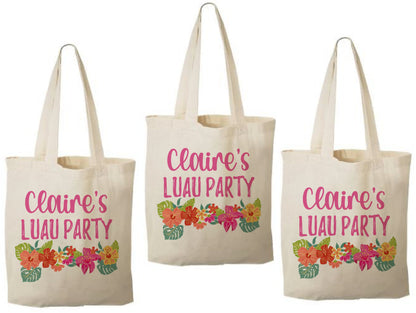 Personalized Luau Party Favor Bags - Set of Three Bags