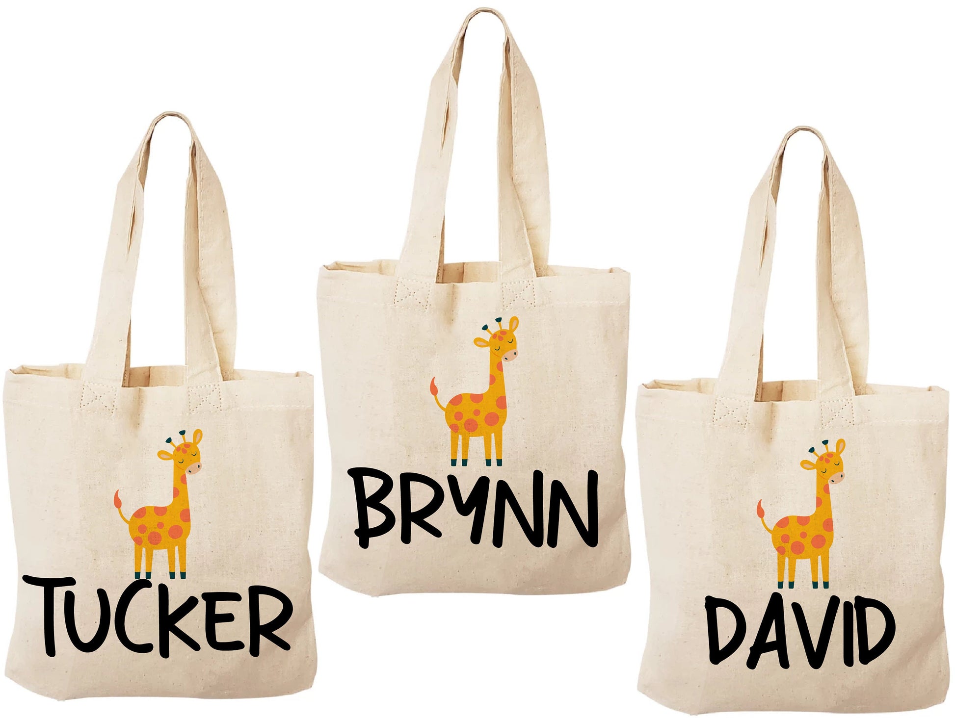 Personalized Giraffe Party Favor Bags - Set of Three Bags