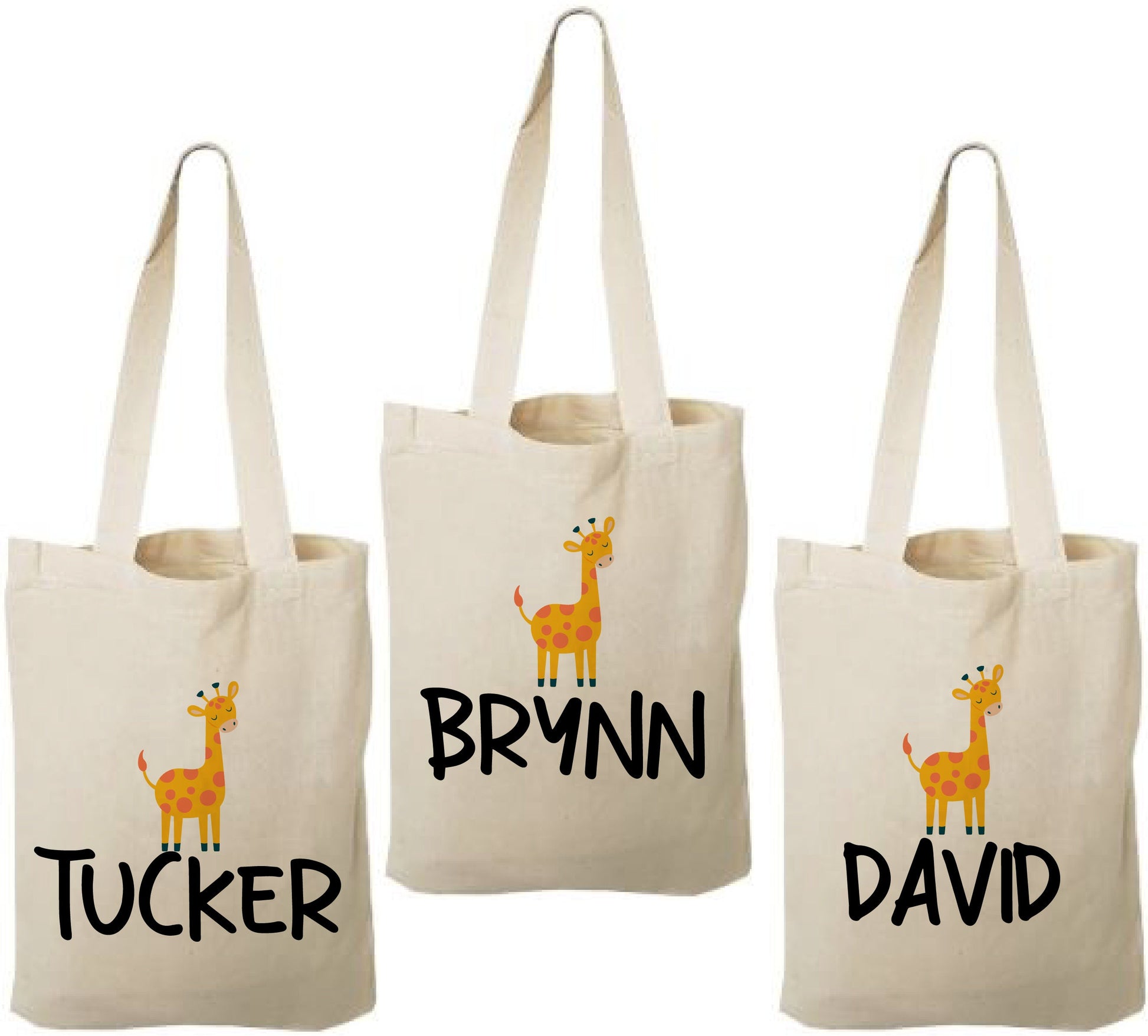 Personalized Giraffe Party Favor Bags - Set of Three Bags