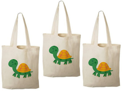 3 Turtle Party Favor Bags, Eco Cotton Goodie Bags