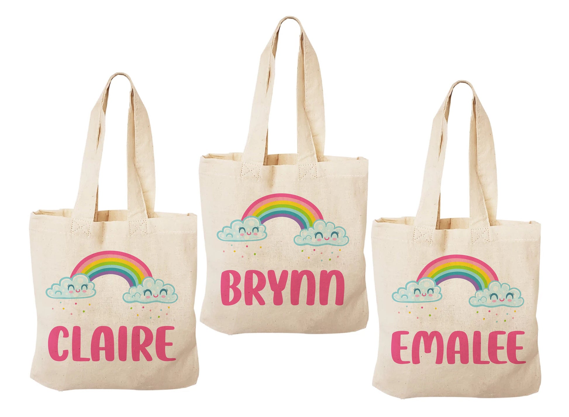 Custom Rainbow Party Favor Bags - Perfect for Rainbow Themed Parties and Events! - Personalized with Party Guest Names and Adorable Rainbows