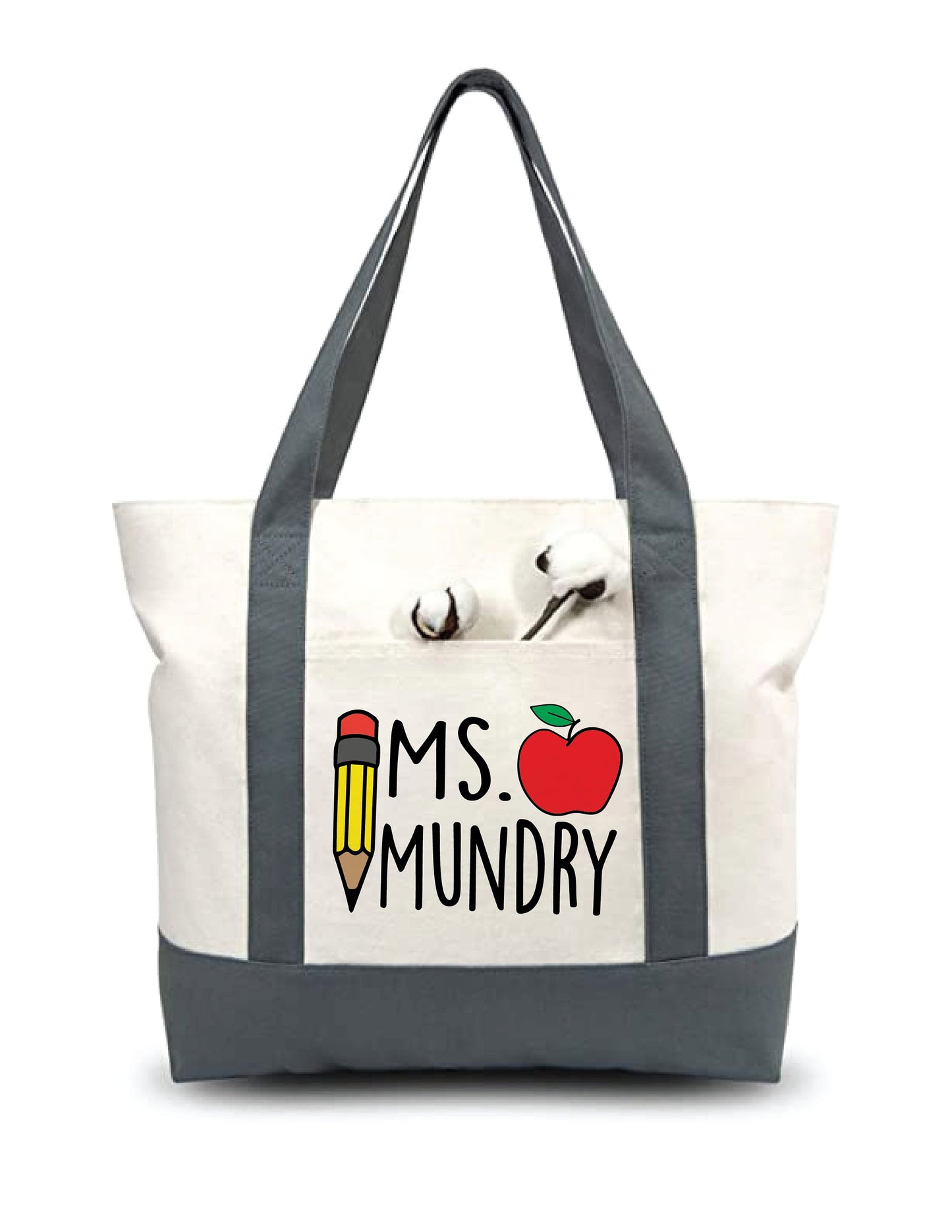 Personalized Teacher Tote Bag with Teacher’s Name - Variety of Colors - Teachers Gift