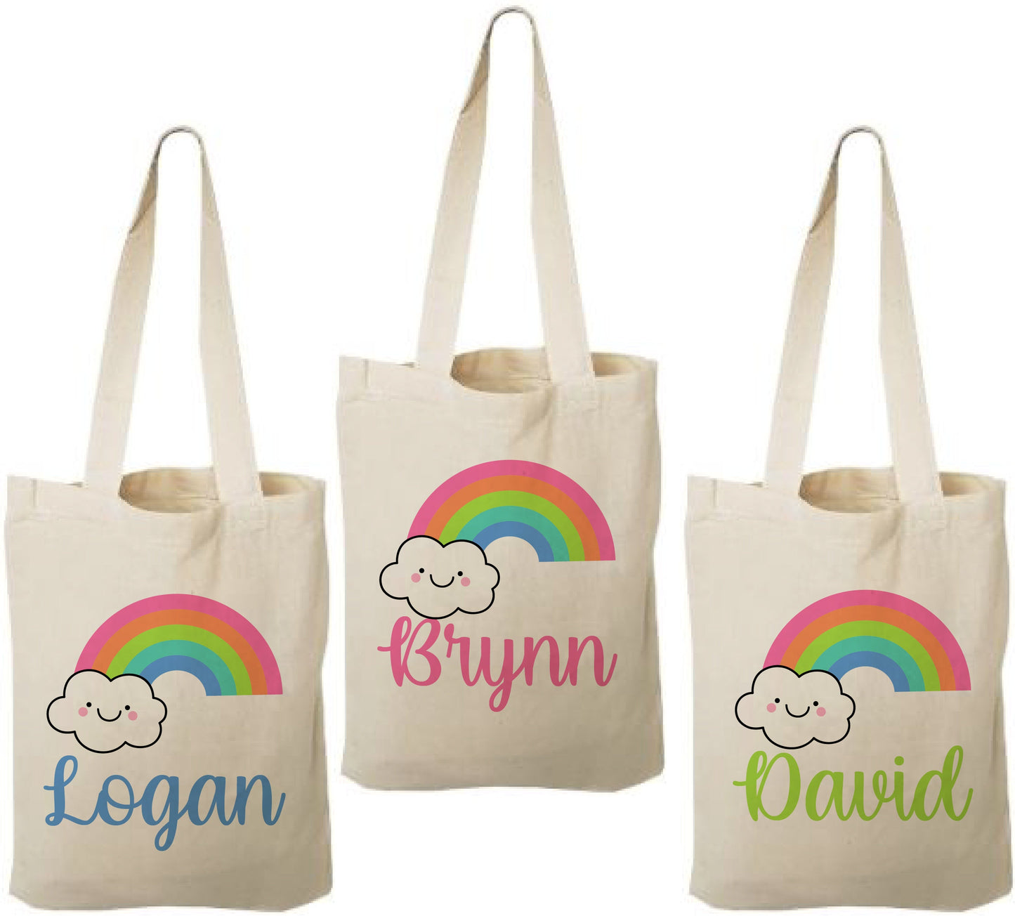 Personalized Rainbow Party Favor Bag – Custom Name Canvas Tote