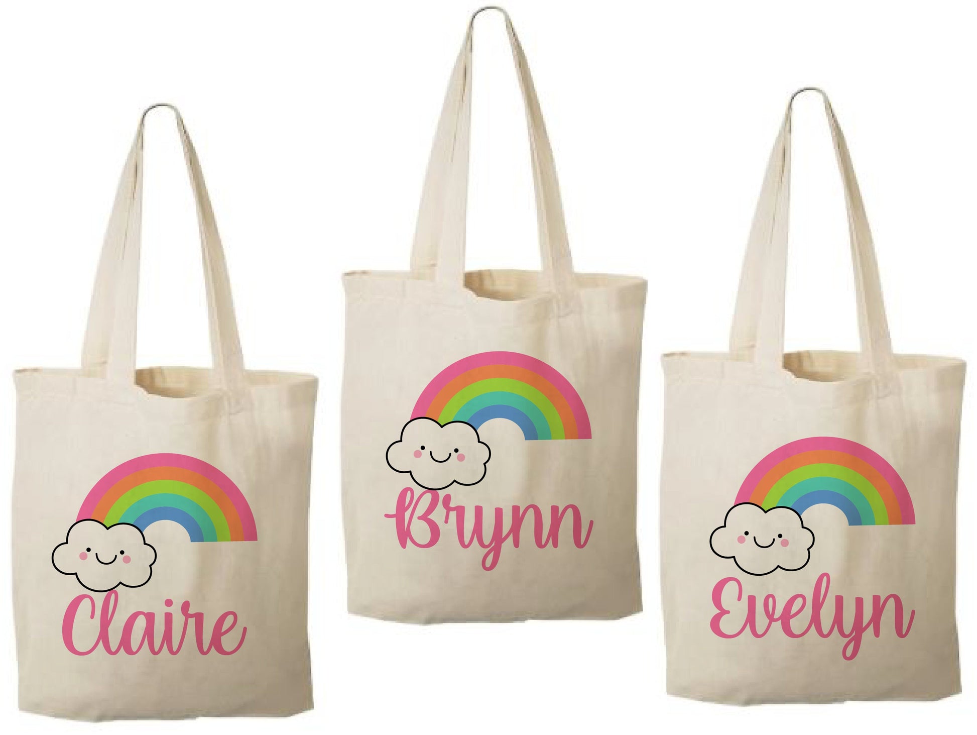 Personalized Rainbow Party Favor Bag – Custom Name Canvas Tote