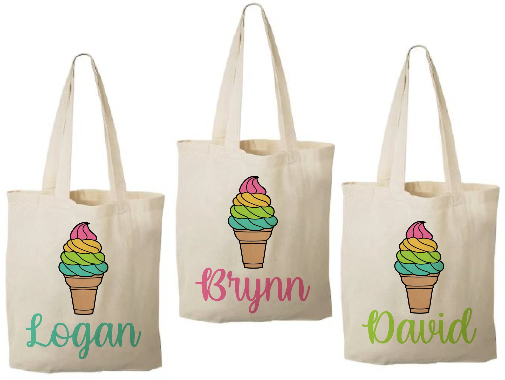 Personalized Ice Cream Party Favor Bags - Set of Three Bags