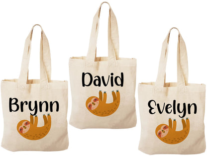 Personalized Sloth Party Favor Bags - Set of Three Bags