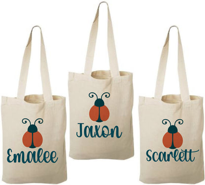 Personalized Ladybug Party Favor Bags - Set of Three Bags