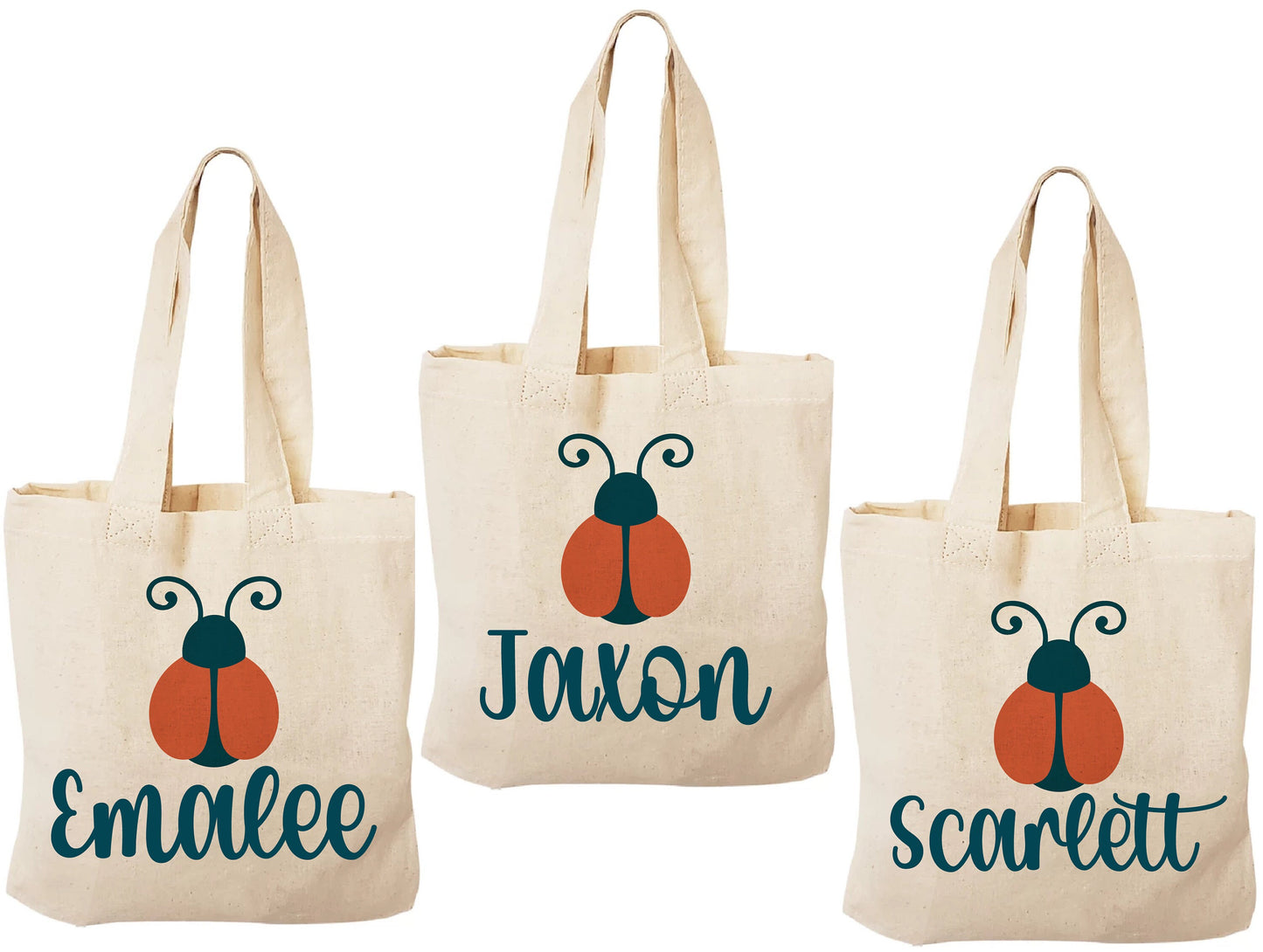 Personalized Ladybug Party Favor Bags - Set of Three Bags